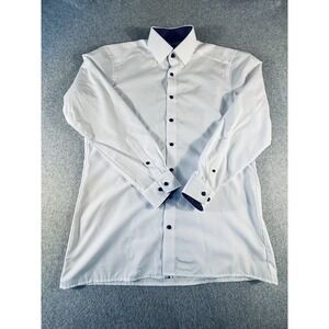 OLYMP Luxor Modern Fit Men’s White Dress Shirt 16/41 Long Sleeve Contrast Trim